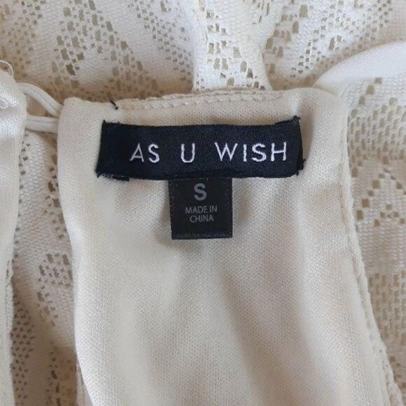 As U Wish Dress Boho Peasant Lace Mini Lined Maxi Racerback Cream Sz S - Picture 3 of 9